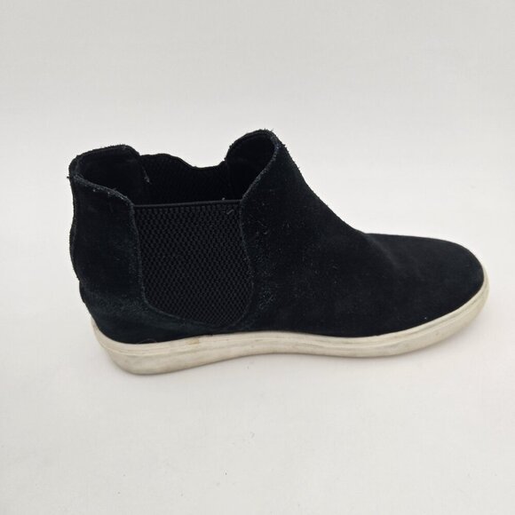 Steve Madden Suede Sultan Chelsea Wedge Sneakers 9 Leather‎ SULT02S1 Black White - Picture 6 of 10